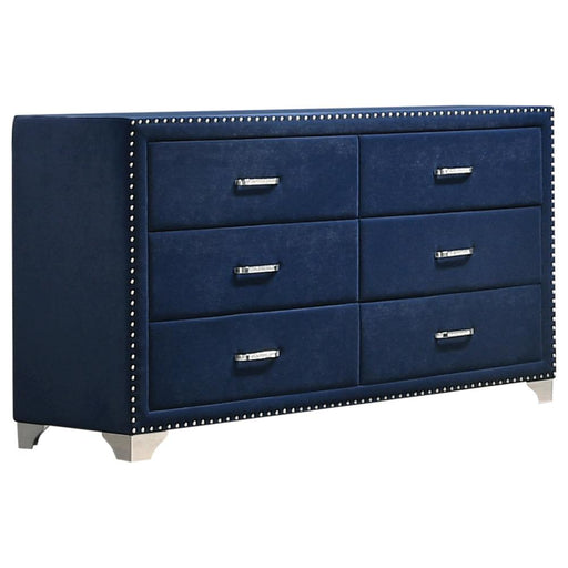 Melody 6-drawer Upholstered Dresser Pacific Blue - Casa Morelos / Coahuila Furniture (Oklahoma City, OK)