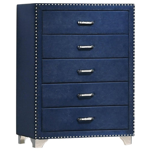 Melody 5-drawer Upholstered Chest Pacific Blue - Casa Morelos / Coahuila Furniture (Oklahoma City, OK)