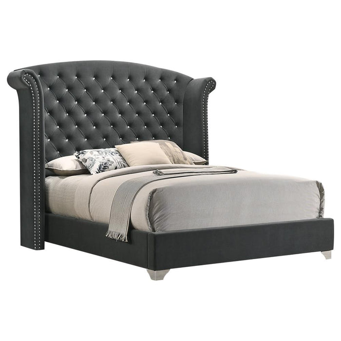 Melody California King, Eastren King, Queen Wingback Upholstered Bed Pacific Blue & Grey - Casa Morelos / Coahuila Furniture (Oklahoma City, OK)