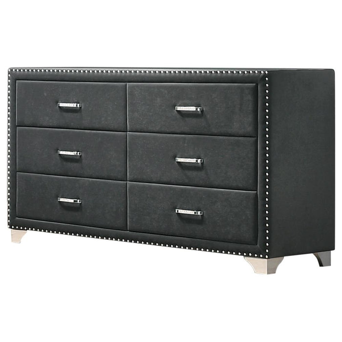 Melody 6-drawer Upholstered Dresser Grey - Casa Morelos / Coahuila Furniture (Oklahoma City, OK)