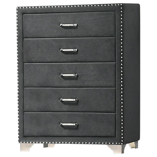 Melody 5-drawer Upholstered Chest Grey - Casa Morelos / Coahuila Furniture (Oklahoma City, OK)