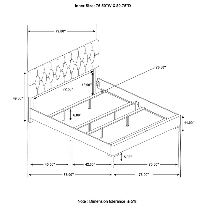 Kendall Panel Bed E.King, & Queen Black & White - Casa Morelos / Coahuila Furniture (Oklahoma City, OK)