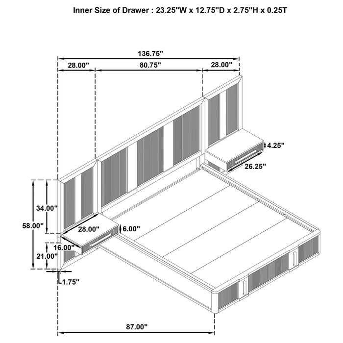 Terrace Panel Storage Bed Ash Brown