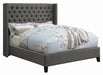 Bancroft Demi-wing Upholstered California King, E.King, Queen & Full Bed Grey - Casa Morelos / Coahuila Furniture (Oklahoma City, OK)