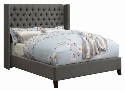 Bancroft Demi-wing Upholstered California King, E.King, Queen & Full Bed Grey - Casa Morelos / Coahuila Furniture (Oklahoma City, OK)