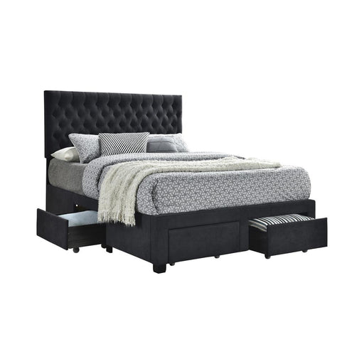 Soledad Eastern King, Full, & Queen 4-drawer Button Tufted Storage Bed Black & White - Casa Morelos / Coahuila Furniture (Oklahoma City, OK)