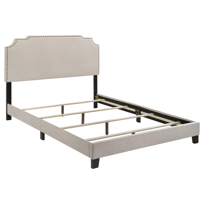 Tamarac Upholstered Nailhead Full, Eastern King & Queen Bed Beige & Grey - Casa Morelos / Coahuila Furniture (Oklahoma City, OK)
