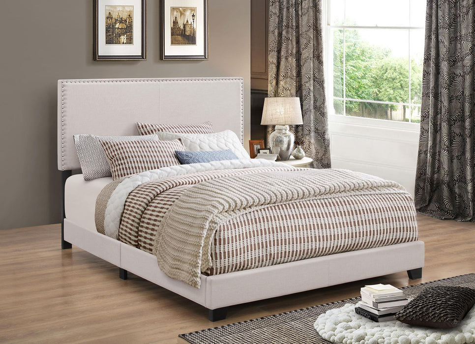 Boyd California King, King, & Queen Upholstered Bed with Nailhead Trim Charcoal & Grey - Casa Morelos / Coahuila Furniture (Oklahoma City, OK)
