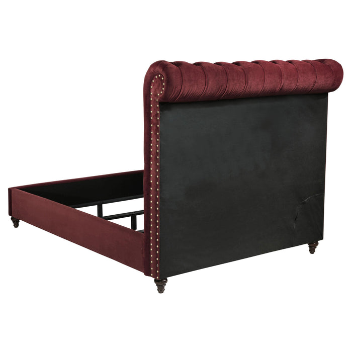 Devon Bedroom Set Wine Red and Dark Oak - Casa Morelos / Coahuila Furniture (Oklahoma City, OK)