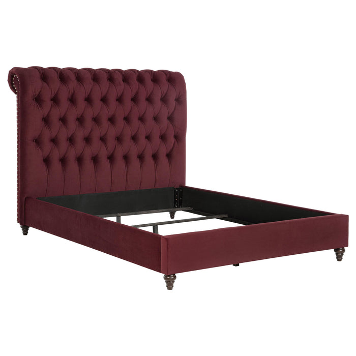 Devon Bedroom Set Wine Red and Dark Oak - Casa Morelos / Coahuila Furniture (Oklahoma City, OK)