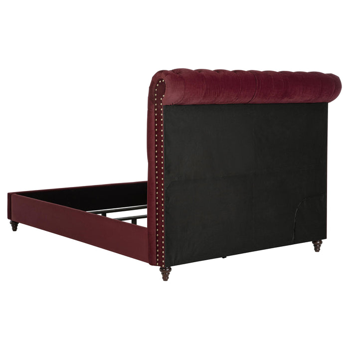 Devon Bedroom Set Wine Red and Dark Oak - Casa Morelos / Coahuila Furniture (Oklahoma City, OK)