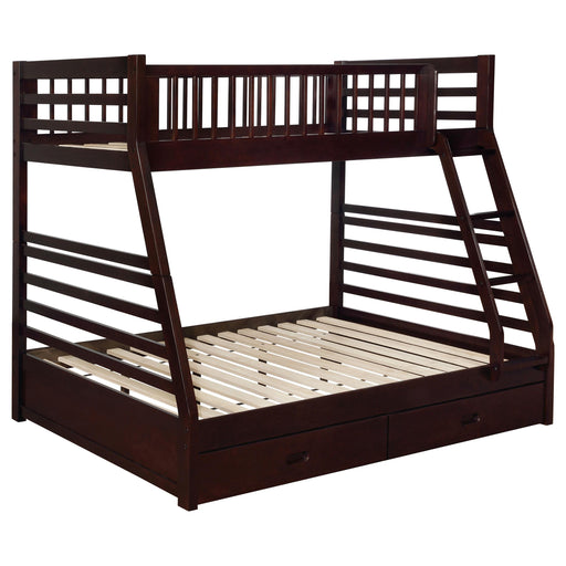 Ashton Twin Over Full 2-drawer Bunk Bed Cappuccino, White, Navy, Honey, & Brown - Casa Morelos / Coahuila Furniture (Oklahoma City, OK)
