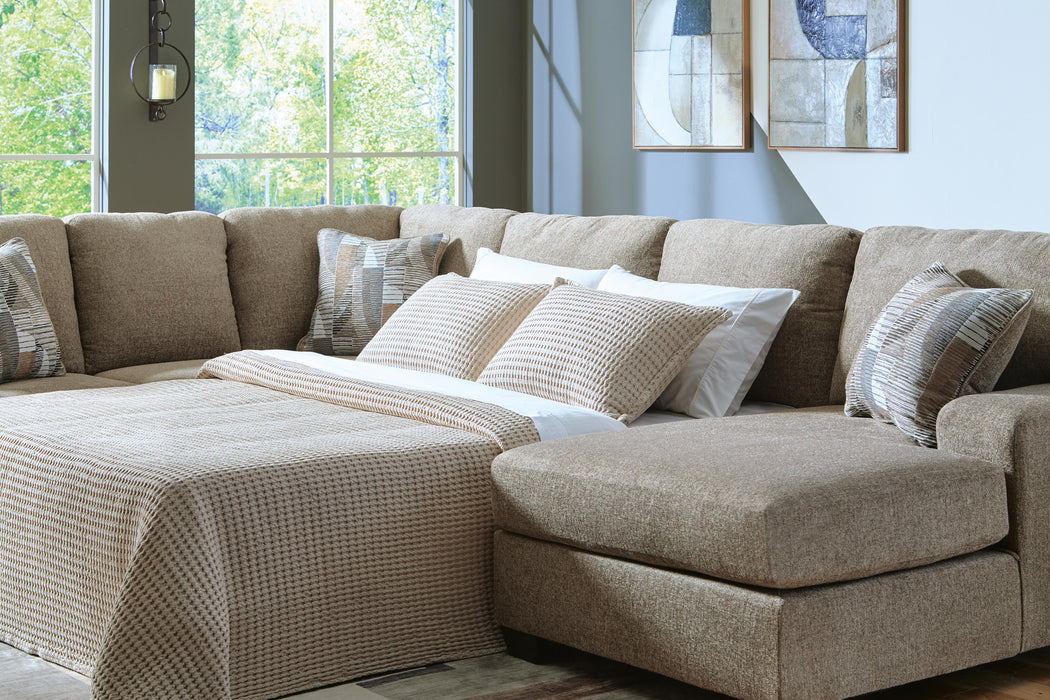 Newellen Sleeper Sectional with Chaise - Casa Morelos / Coahuila Furniture (Oklahoma City, OK)