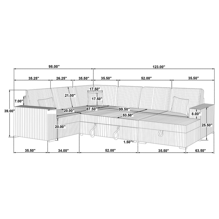 Devonshire Pull-Out Sleeper Sectional Sofa - Casa Morelos / Coahuila Furniture (Oklahoma City, OK)