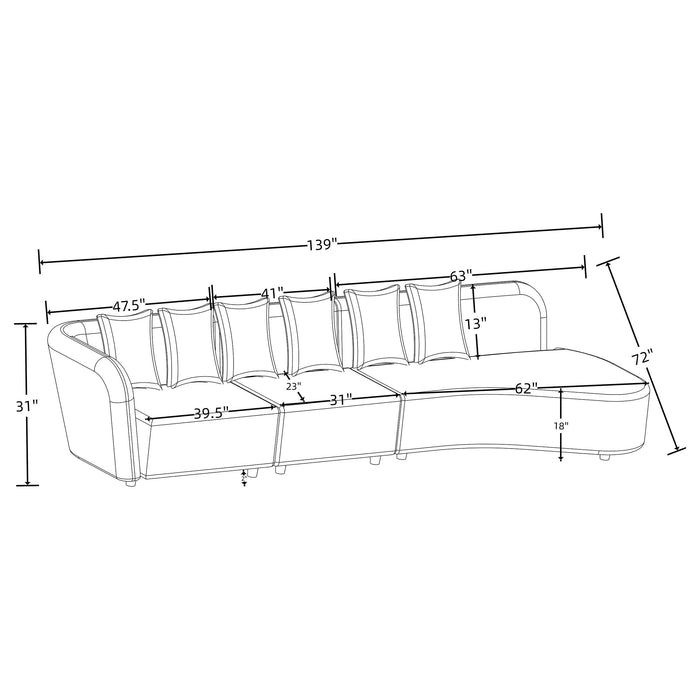 Fayette Upholstered Sectional Sofa Greige - Casa Morelos / Coahuila Furniture (Oklahoma City, OK)