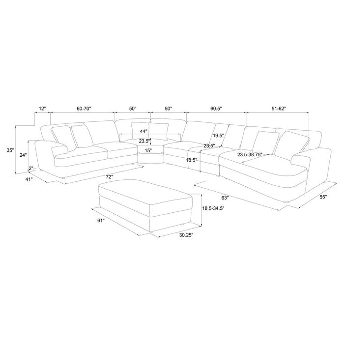 Emberson Upholstered Modular Sectional Sofa Ivory - Casa Morelos / Coahuila Furniture (Oklahoma City, OK)