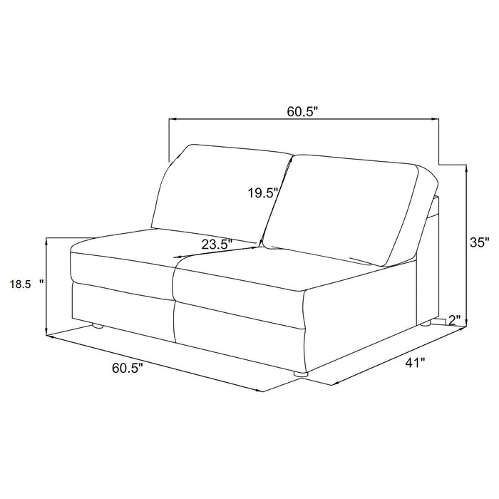 Emberson Upholstered Armless Loveseat Ivory - Casa Morelos / Coahuila Furniture (Oklahoma City, OK)
