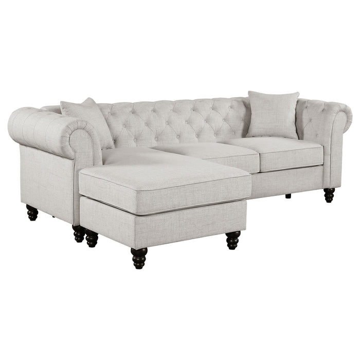 Cecilia Upholstered Tufted Chaise Sectional Sofa Oatmeal
