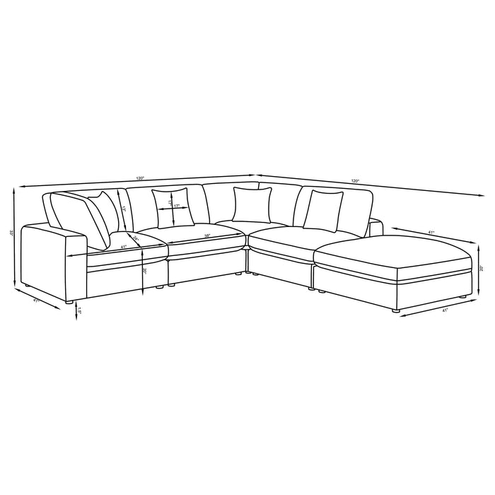 Serene 5-piece Upholstered Modular Sectional Sofa Beige - Casa Morelos / Coahuila Furniture (Oklahoma City, OK)