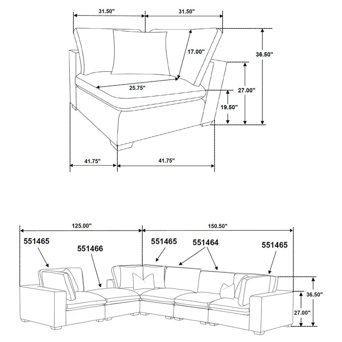 Lakeview Upholstered Modular Sectional - Casa Morelos / Coahuila Furniture (Oklahoma City, OK)