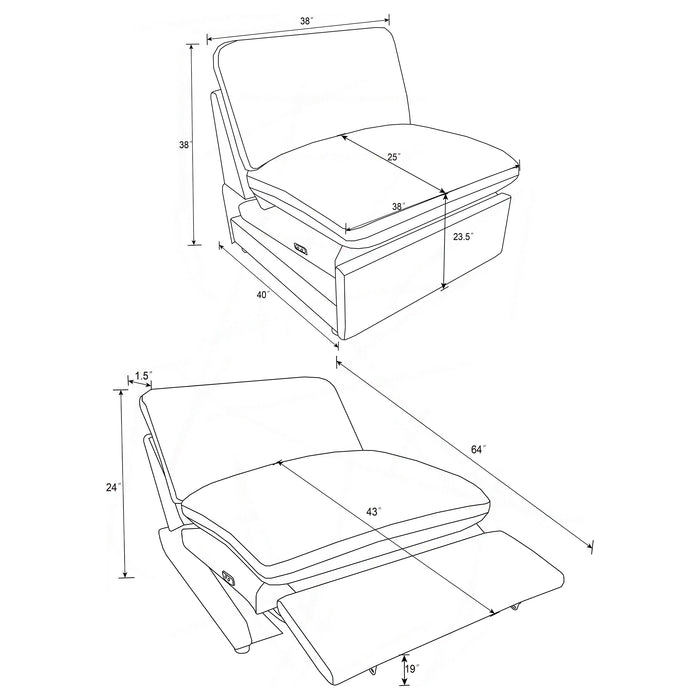 Collins Reclining Sectional Chair & Corner Chair - Casa Morelos / Coahuila Furniture (Oklahoma City, OK)