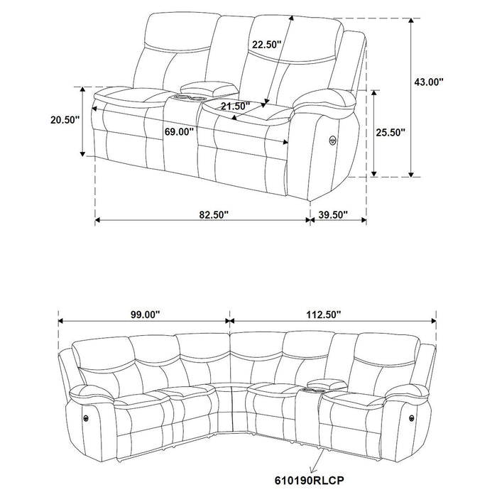 Sycamore Upholstered Power Reclining Sectional Sofa