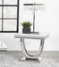 Kerwin U-base Square End Table White and Chrome - Casa Morelos / Coahuila Furniture (Oklahoma City, OK)