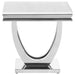 Kerwin U-base Square End Table White and Chrome - Casa Morelos / Coahuila Furniture (Oklahoma City, OK)