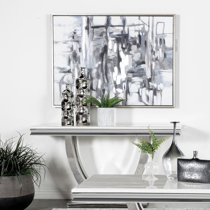Kerwin U-base Rectangle Sofa Table White and Chrome - Casa Morelos / Coahuila Furniture (Oklahoma City, OK)