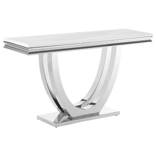Kerwin U-base Rectangle Sofa Table White and Chrome - Casa Morelos / Coahuila Furniture (Oklahoma City, OK)