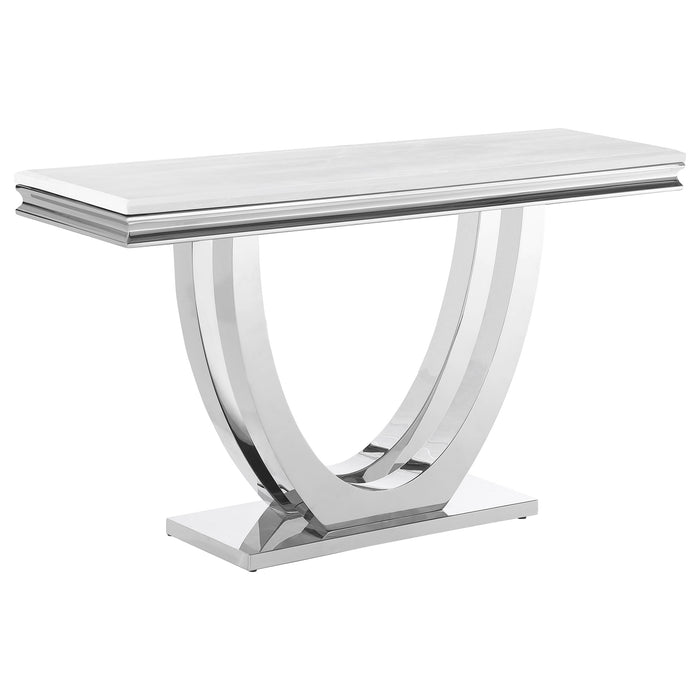 Kerwin U-base Rectangle Sofa Table White and Chrome - Casa Morelos / Coahuila Furniture (Oklahoma City, OK)
