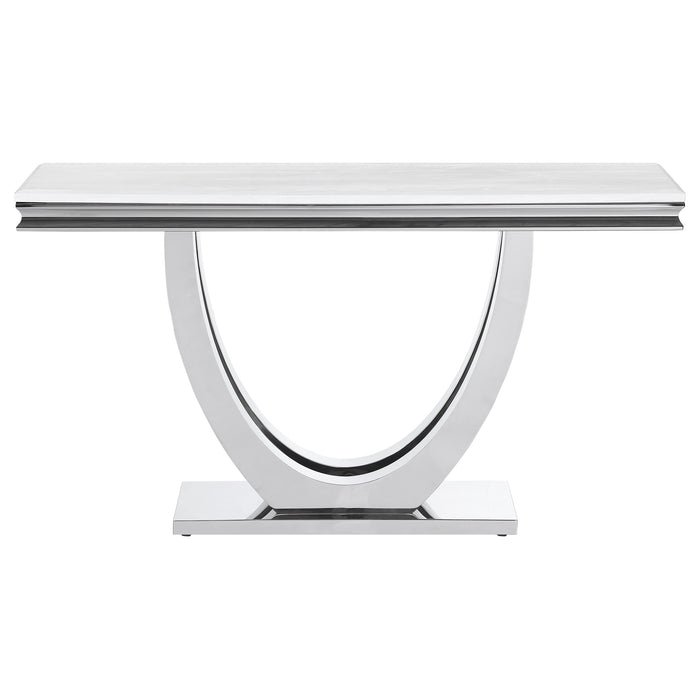 Kerwin U-base Rectangle Sofa Table White and Chrome - Casa Morelos / Coahuila Furniture (Oklahoma City, OK)