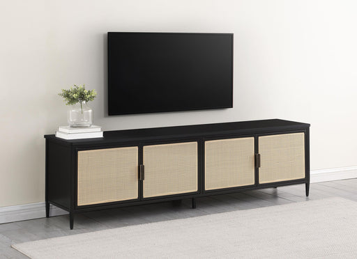 Amherst 4-door 78-inch Metal TV Stand Media Console Black - Casa Morelos / Coahuila Furniture (Oklahoma City, OK)