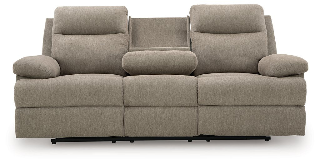 Side-Swipe Reclining Sofa with Drop Down Table - Casa Morelos / Coahuila Furniture (Oklahoma City, OK)