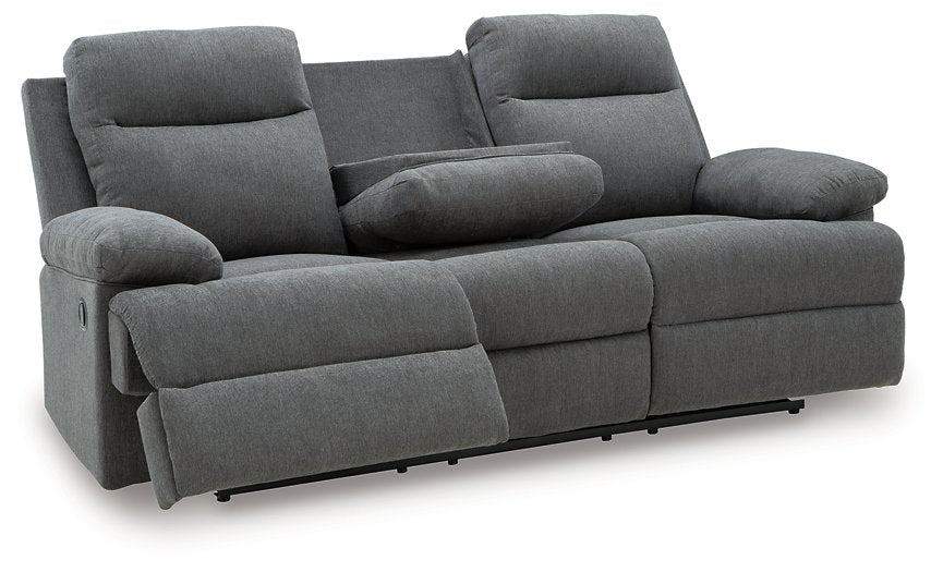 Side-Swipe Reclining Sofa with Drop Down Table - Casa Morelos / Coahuila Furniture (Oklahoma City, OK)