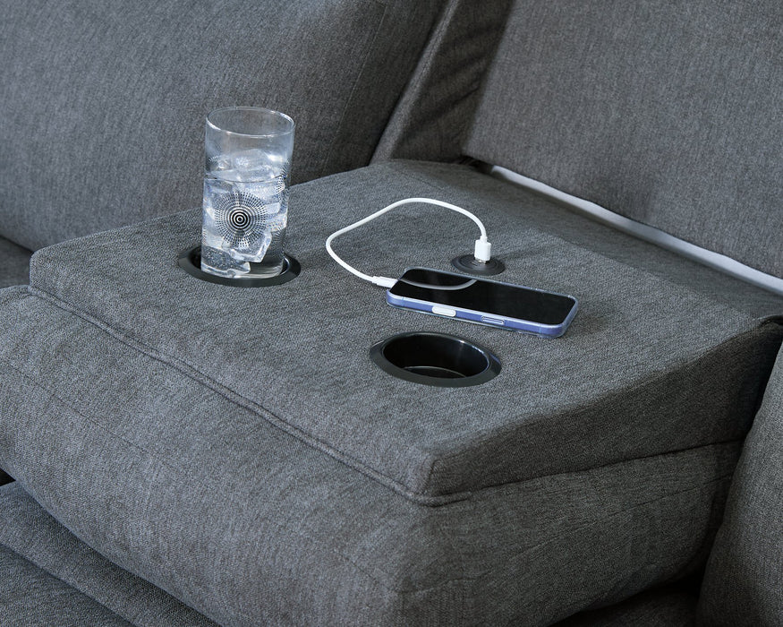 Side-Swipe Reclining Sofa with Drop Down Table - Casa Morelos / Coahuila Furniture (Oklahoma City, OK)