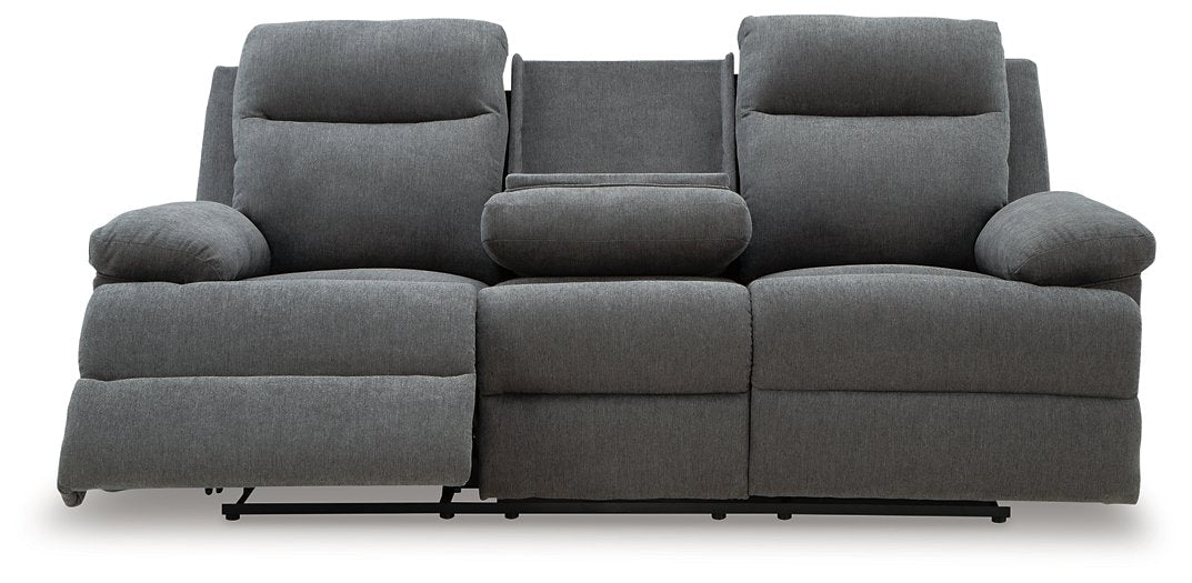 Side-Swipe Reclining Sofa with Drop Down Table - Casa Morelos / Coahuila Furniture (Oklahoma City, OK)