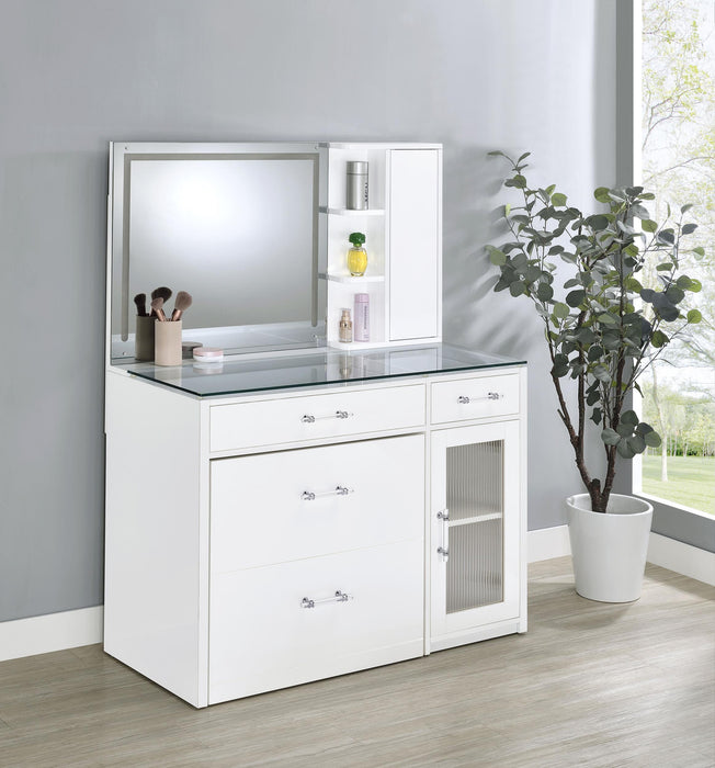 Flora 2-drawer Vanity Set with LED Mirror High Gloss - Casa Morelos / Coahuila Furniture (Oklahoma City, OK)
