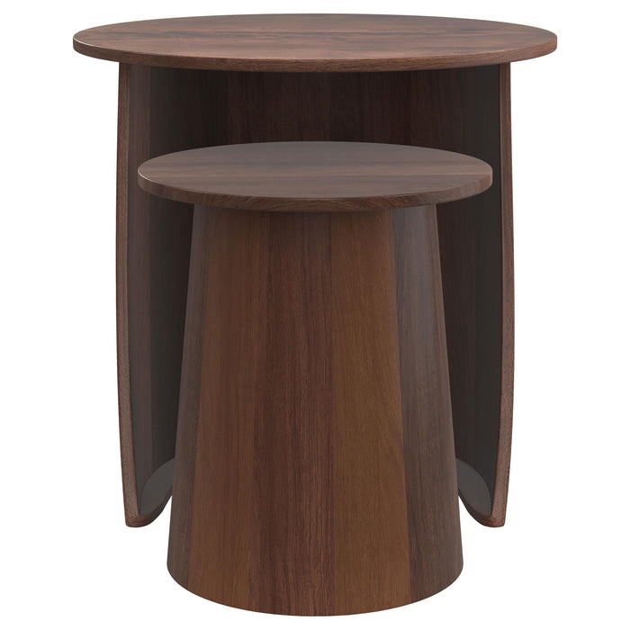 Yency 2-piece Round Mango Wood Nesting Table Set Dark Brown - Casa Morelos / Coahuila Furniture (Oklahoma City, OK)