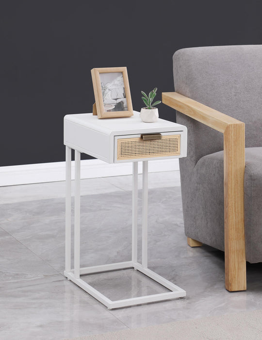 Amherst 1-drawer Radio Weave Cane Metal Side Table - Casa Morelos / Coahuila Furniture (Oklahoma City, OK)