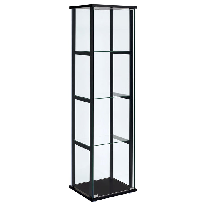 Cyclamen 4-shelf Glass Curio Cabinet Black and Clear - Casa Morelos / Coahuila Furniture (Oklahoma City, OK)