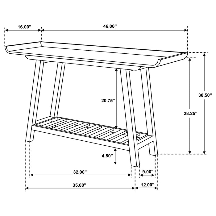Ornelas 46-inch Console Table with Slatted Shelf Mango Brown - Casa Morelos / Coahuila Furniture (Oklahoma City, OK)