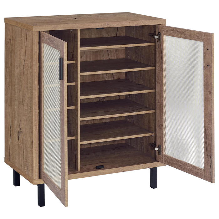 Teller 2-door Shoe Storage Cabinet Natural Oak - Casa Morelos / Coahuila Furniture (Oklahoma City, OK)