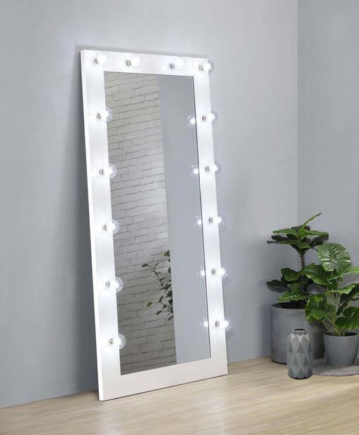 Zayan 32 x 71 Inch Floor Mirror LED Lighting White Gloss - Casa Morelos / Coahuila Furniture (Oklahoma City, OK)