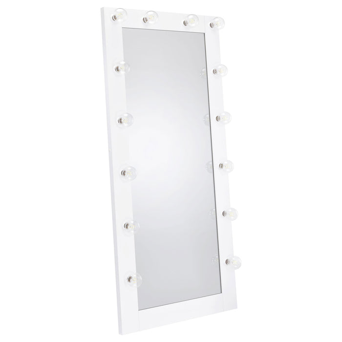 Zayan 32 x 71 Inch Floor Mirror LED Lighting White Gloss - Casa Morelos / Coahuila Furniture (Oklahoma City, OK)