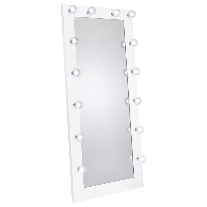 Zayan 32 x 71 Inch Floor Mirror LED Lighting White Gloss - Casa Morelos / Coahuila Furniture (Oklahoma City, OK)