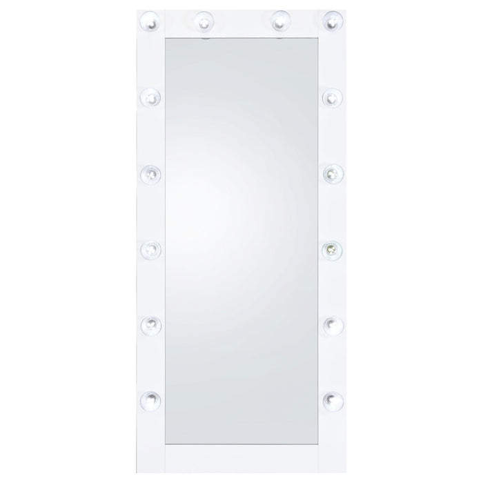 Zayan 32 x 71 Inch Floor Mirror LED Lighting White Gloss - Casa Morelos / Coahuila Furniture (Oklahoma City, OK)