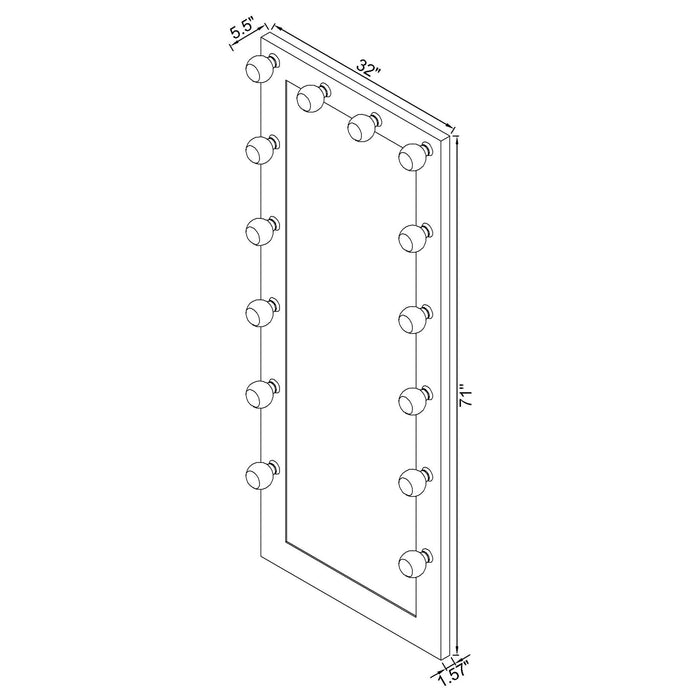 Zayan 32 x 71 Inch Floor Mirror LED Lighting White Gloss - Casa Morelos / Coahuila Furniture (Oklahoma City, OK)