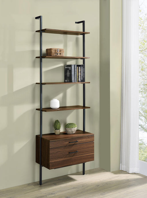 Owens 96-inch 4-shelf Storage Wall Bookshelf Walnut - Casa Morelos / Coahuila Furniture (Oklahoma City, OK)
