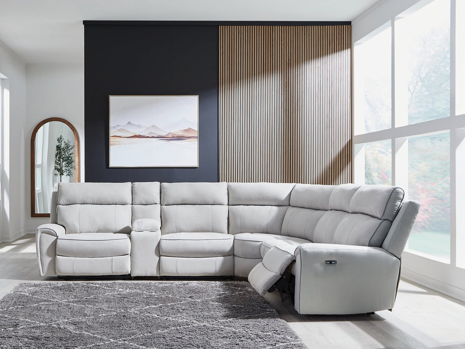 Social Pointe Reclining Sectional with Storage Console - Casa Morelos / Coahuila Furniture (Oklahoma City, OK)